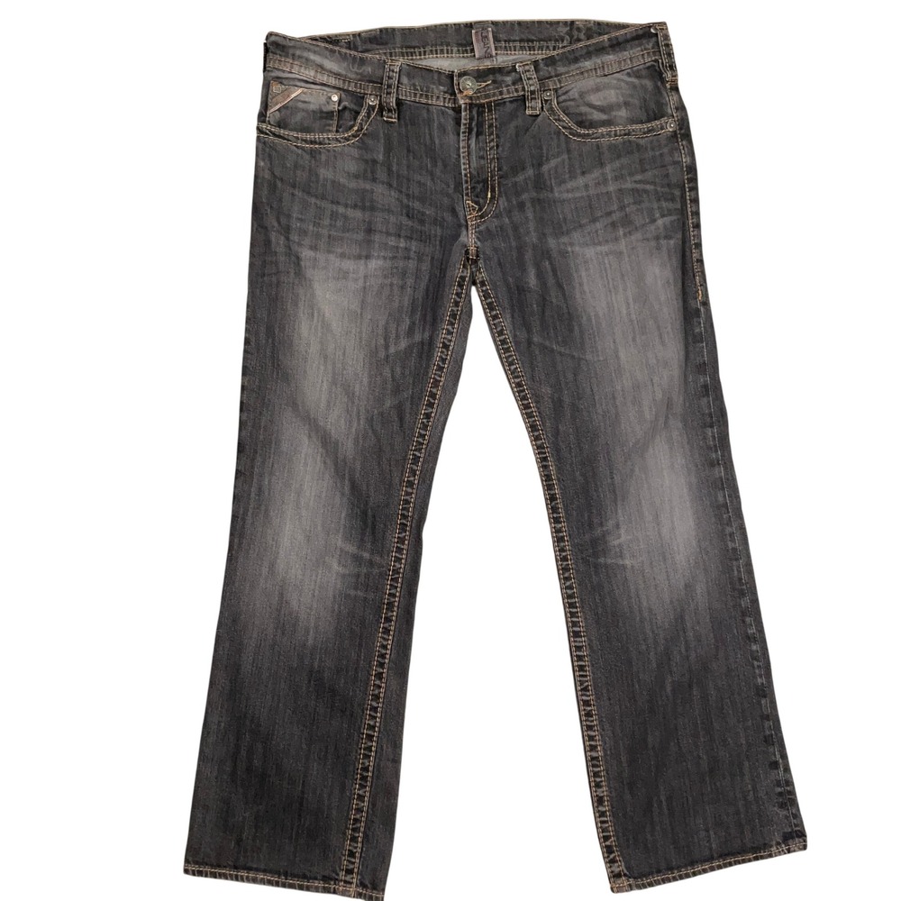 Silver Jeans Nash Mens 38x32 Dark Gray 925 Series Straight Leg Industrial Stitch